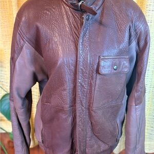 Vintage 80’s Men's Brown Leather Jacket Bomber Saxony Large